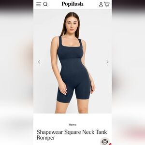 Popilush Square neck body suit, size Large, Navy
